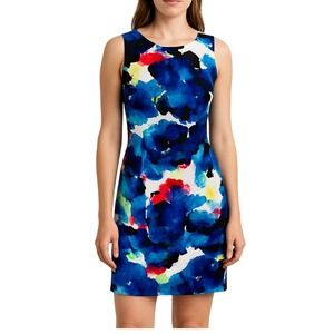 Mario Serrani‎ Italy Floral Print Dress Women's Size 6 Sleeveless Sheath Size 6